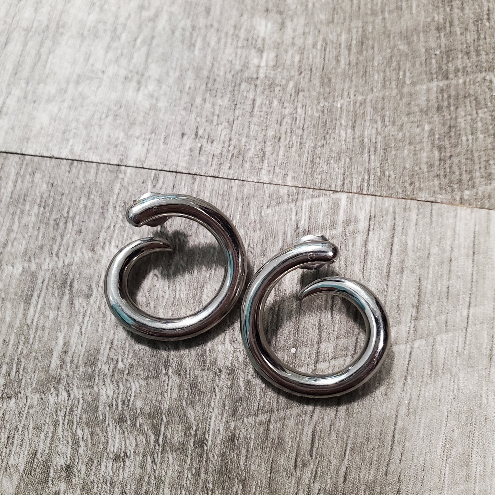 Stainless steel semi hoop earrings